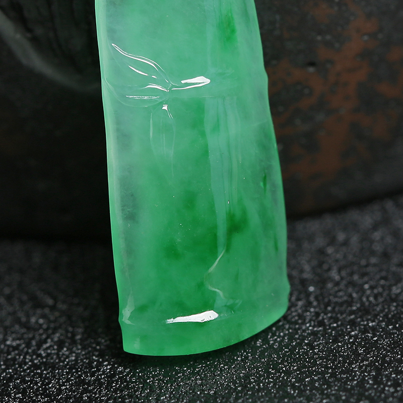 缅甸A货糯冰种翡翠竹节吊坠 - 红掌柜