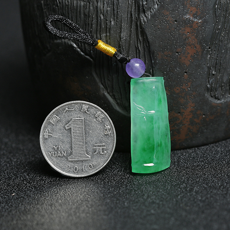 缅甸A货翡翠竹节吊坠 - 红掌柜