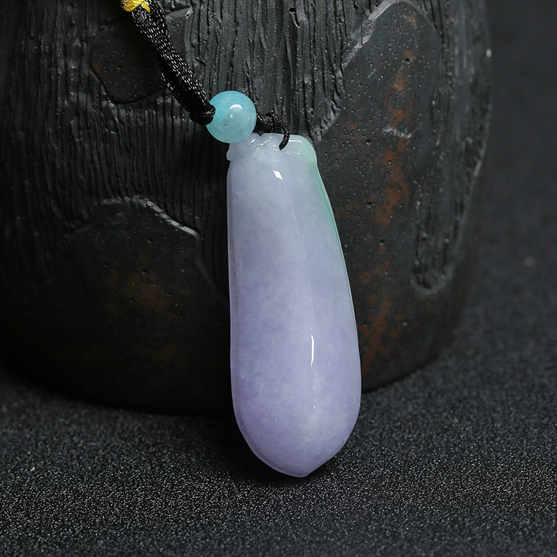 缅甸A货天然糯种紫色翡翠福瓜吊坠 - 红掌柜