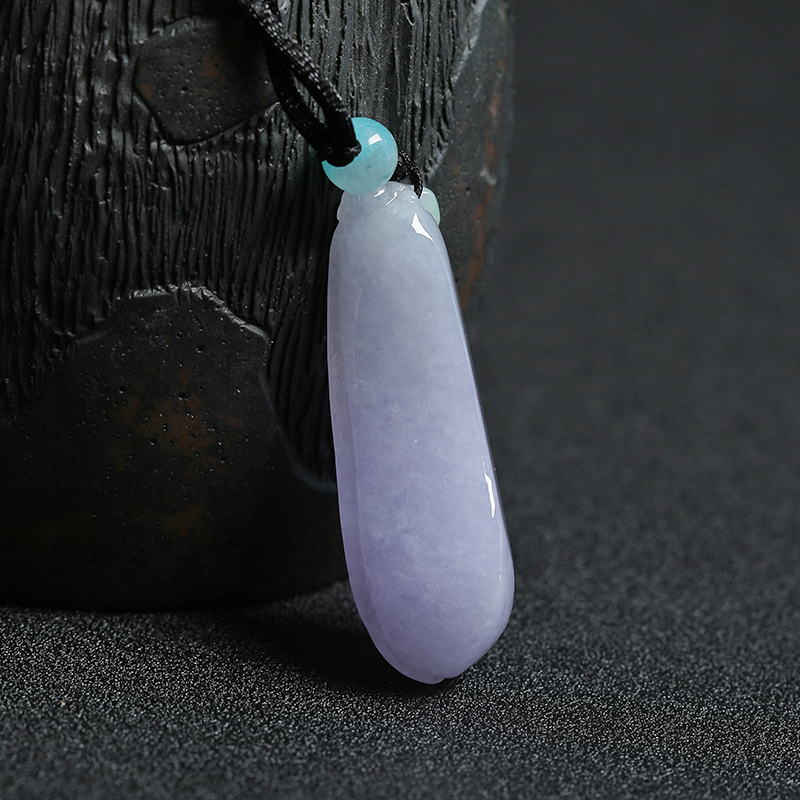 A货天然糯种紫色翡翠福瓜吊坠 - 红掌柜