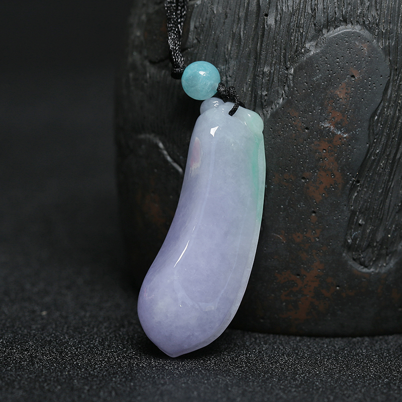 糯种紫色翡翠福瓜吊坠 - 红掌柜