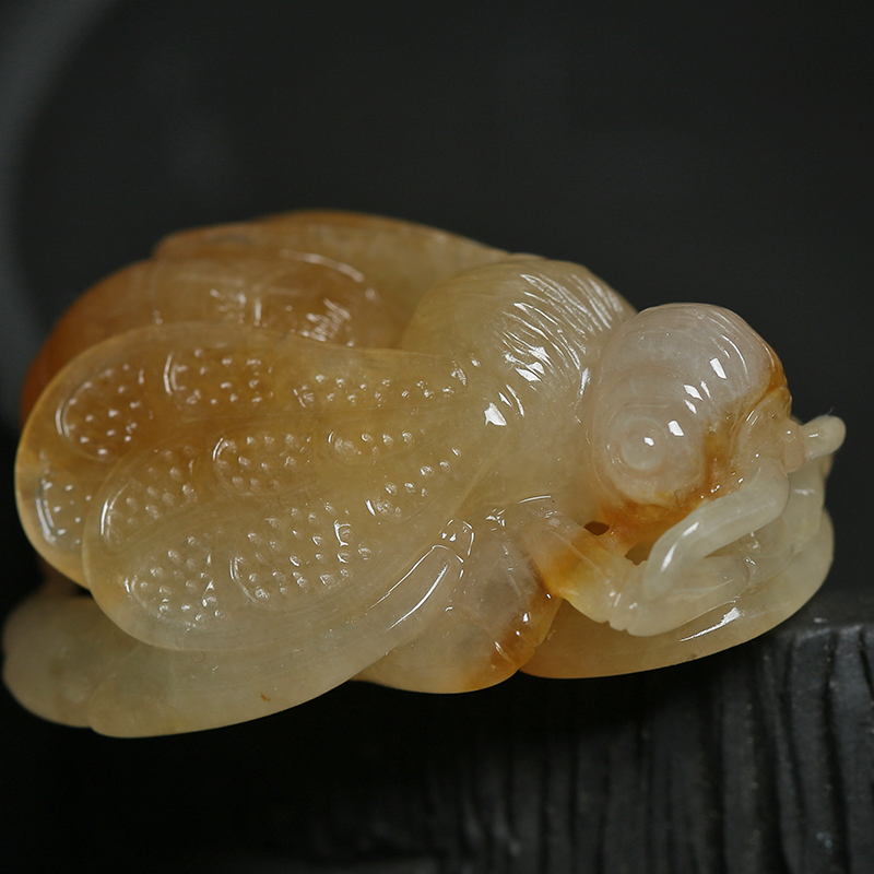 缅甸A货糯种俏色黄翡吊坠 - 红掌柜