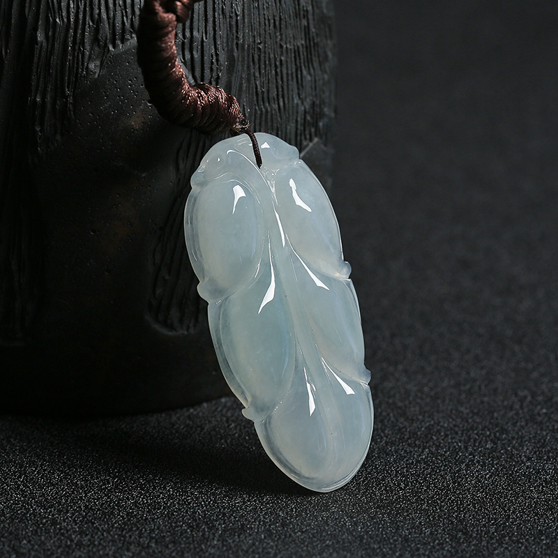 A货天然糯种浅绿翡翠金枝玉叶吊坠 - 红掌柜