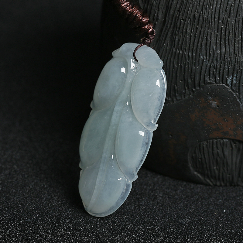 糯种浅绿翡翠金枝玉叶吊坠 - 红掌柜