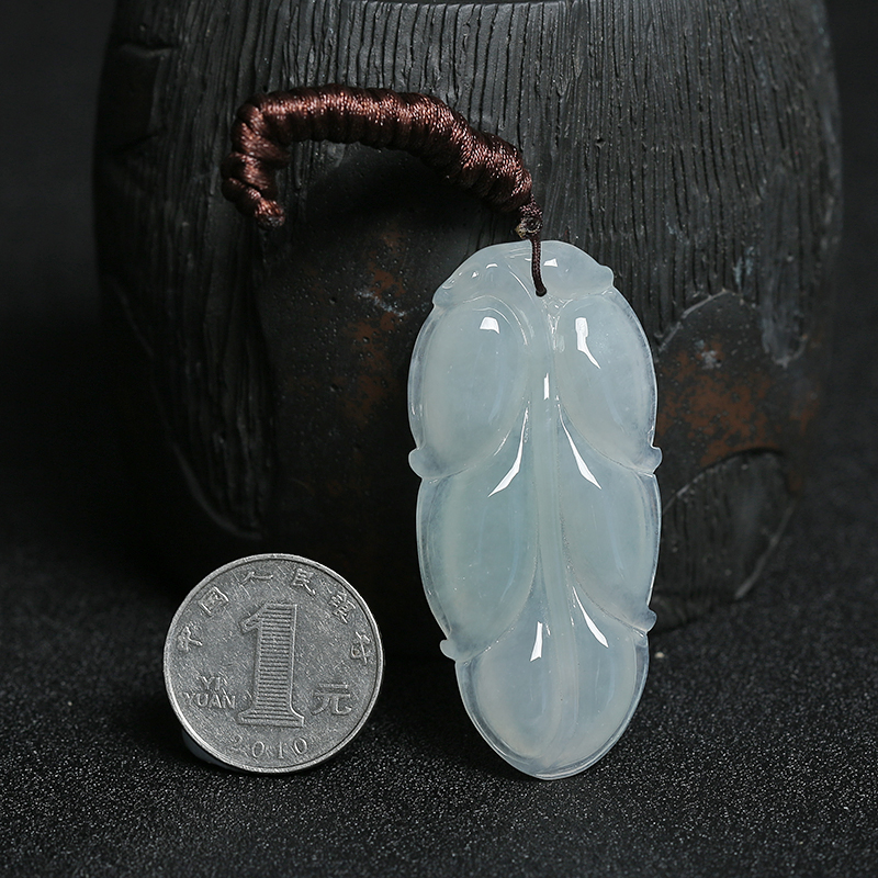 缅甸A货天然糯种翡翠金枝玉叶吊坠 - 红掌柜