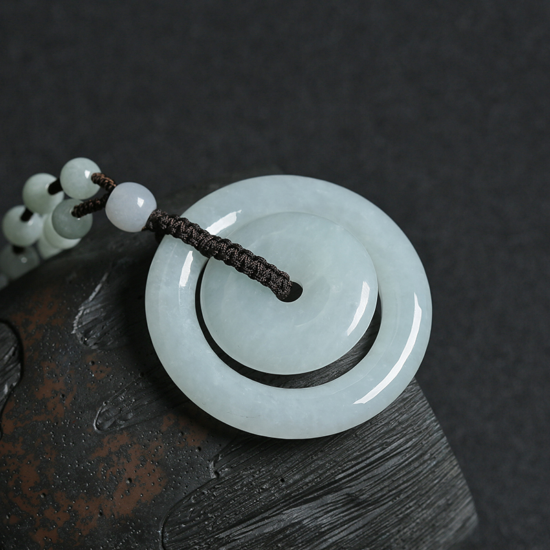 缅甸A货糯种翡翠平安吊坠 - 红掌柜