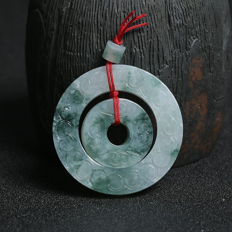 糯种飘花翡翠平安吊坠-红掌柜