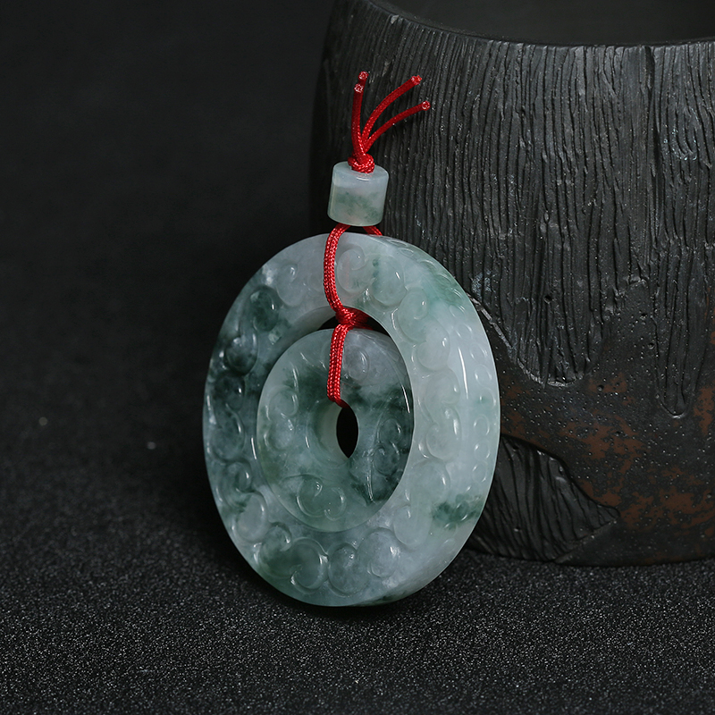 糯种翡翠平安吊坠-红掌柜