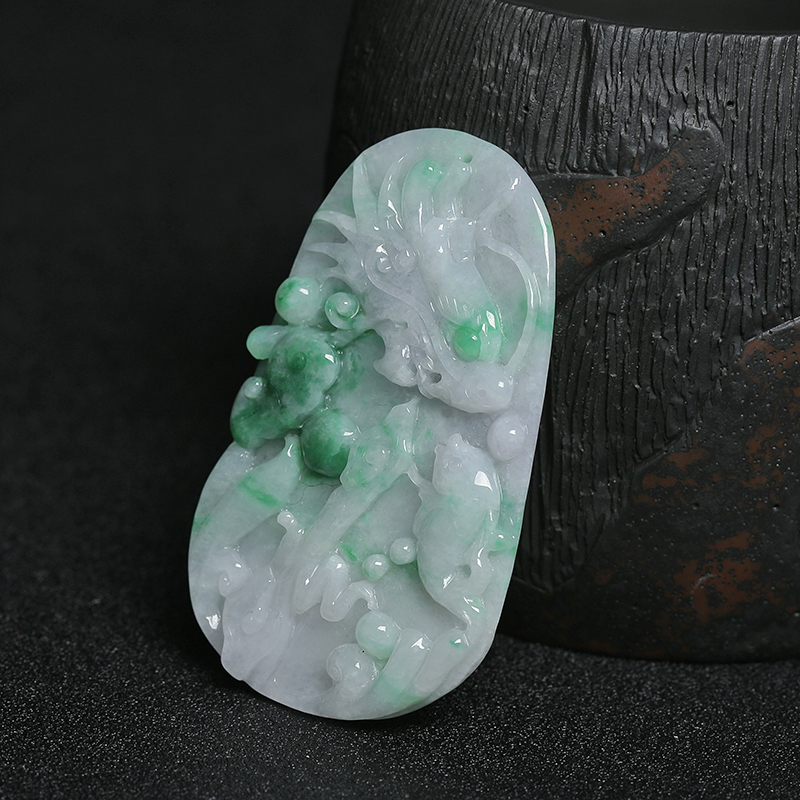 糯种翡翠鱼跃龙门吊坠-红掌柜