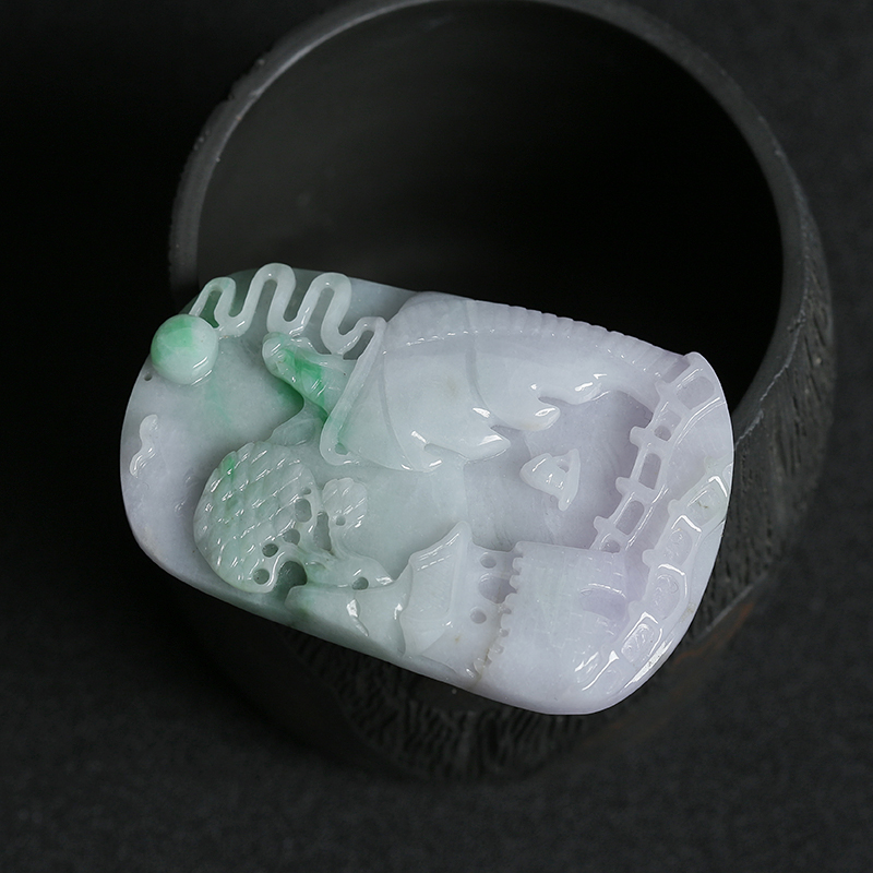 翡翠山水牌吊坠-红掌柜