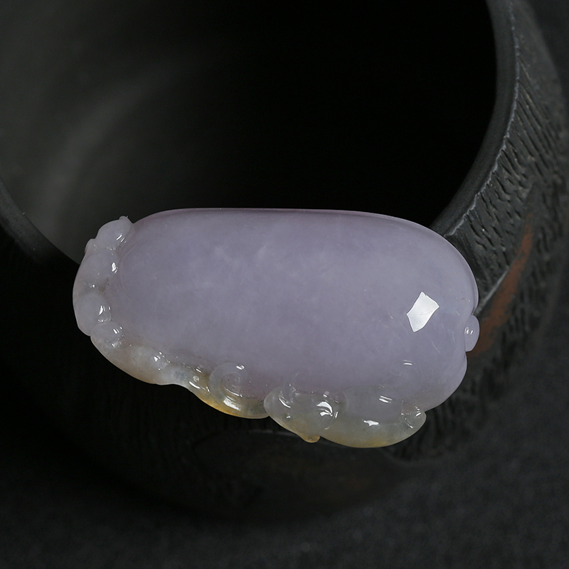 糯种紫罗兰翡翠吊坠-红掌柜