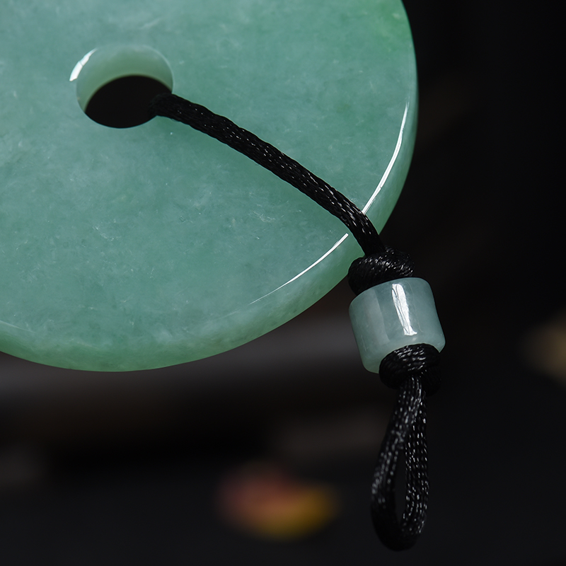 缅甸天然冰糯种翡翠平安扣吊坠-红掌柜