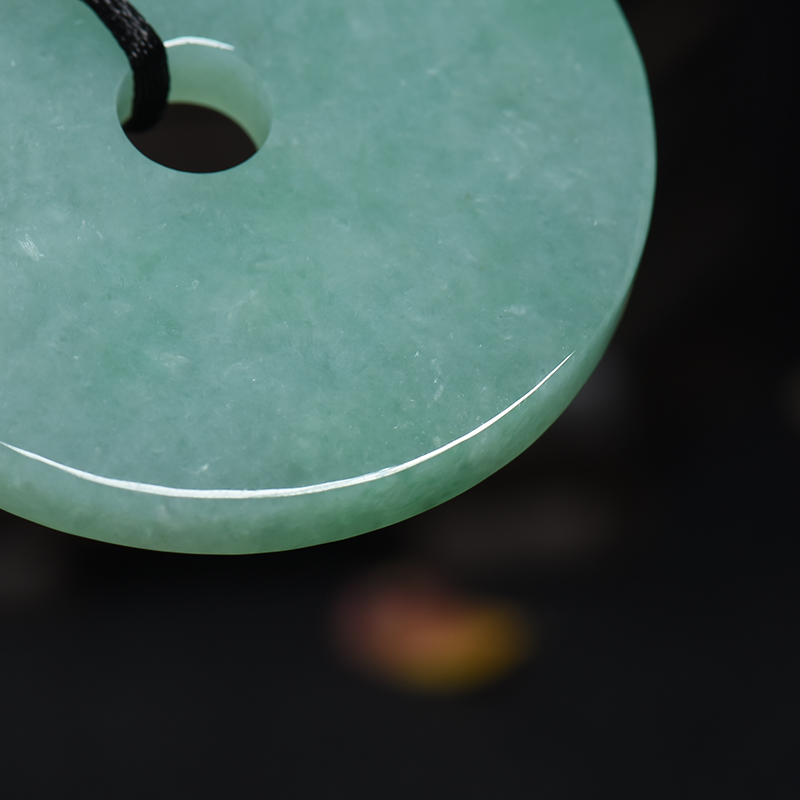 冰糯种浅绿翡翠平安扣吊坠-红掌柜