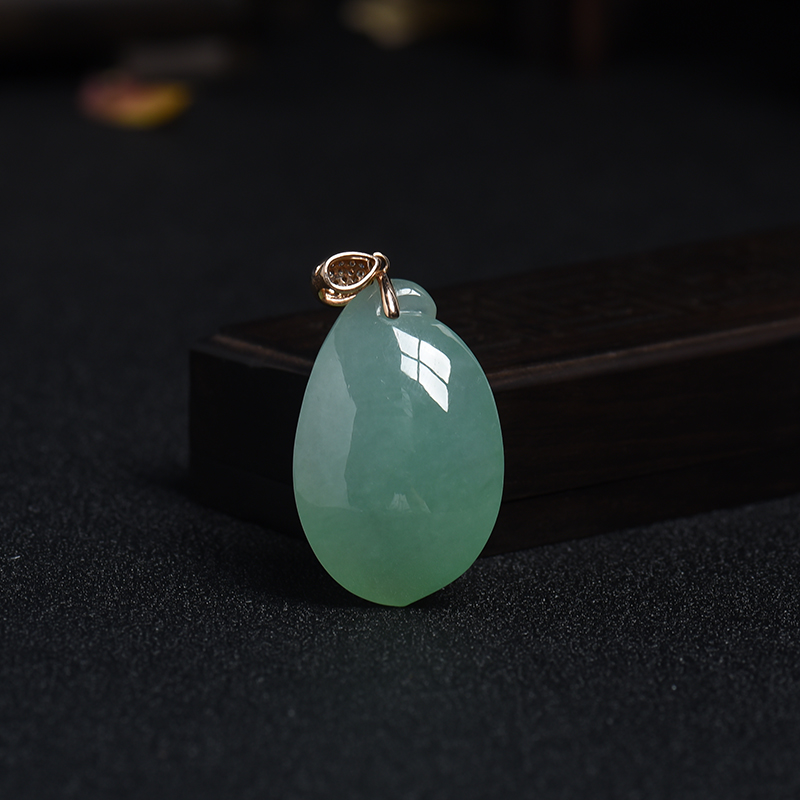 缅甸天然冰糯种翡翠福瓜吊坠-红掌柜