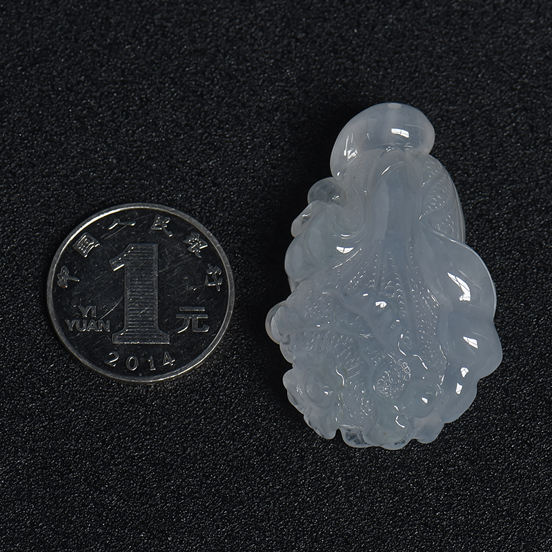 冰糯种无色翡翠白菜吊坠-红掌柜