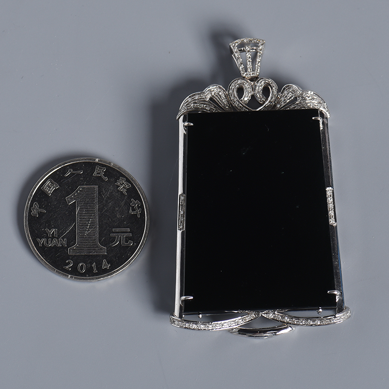 A货18K金镶钻墨翠吊坠 - 红掌柜