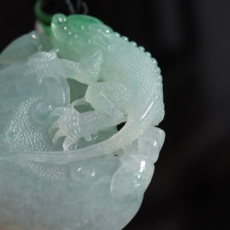 缅甸天然糯冰种翡翠今非昔比吊坠-红掌柜