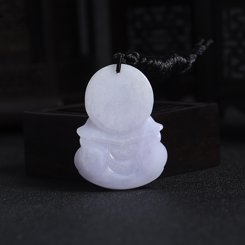 缅甸天然紫罗兰翡翠观音吊坠-红掌柜