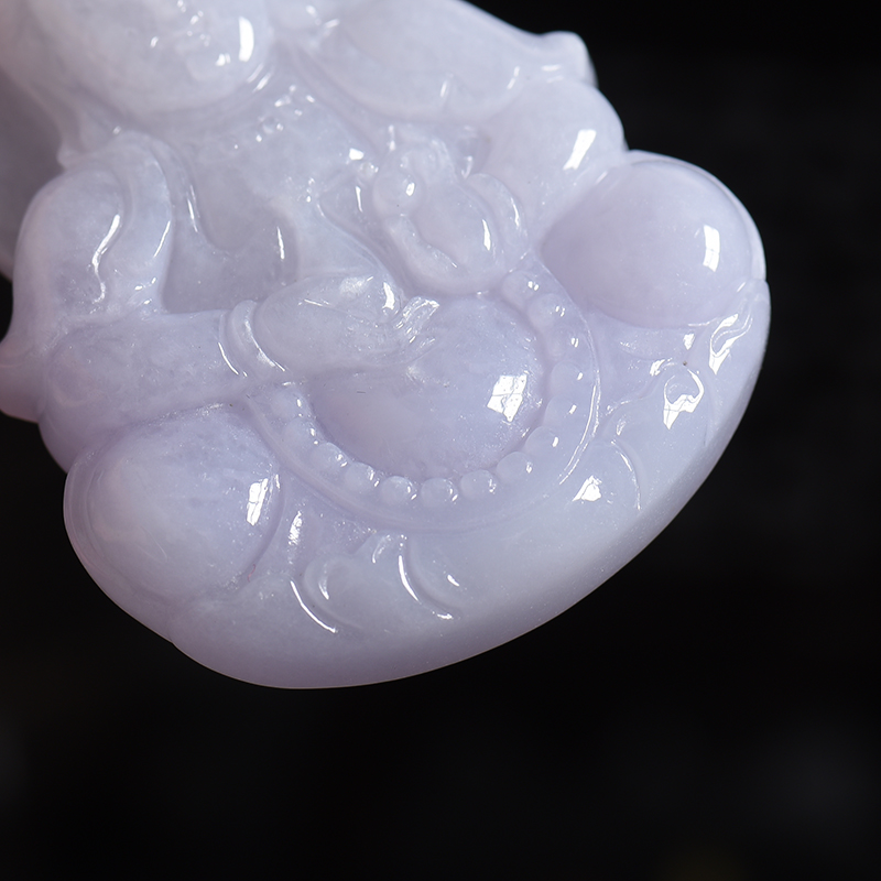 缅甸天然糯种翡翠观音吊坠-红掌柜