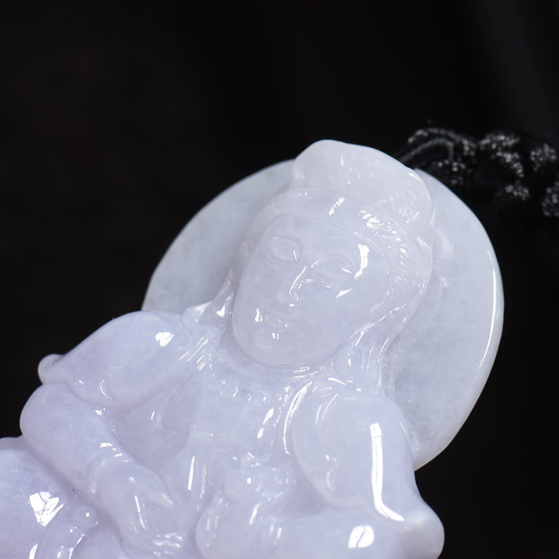 缅甸天然糯种紫罗兰翡翠吊坠-红掌柜