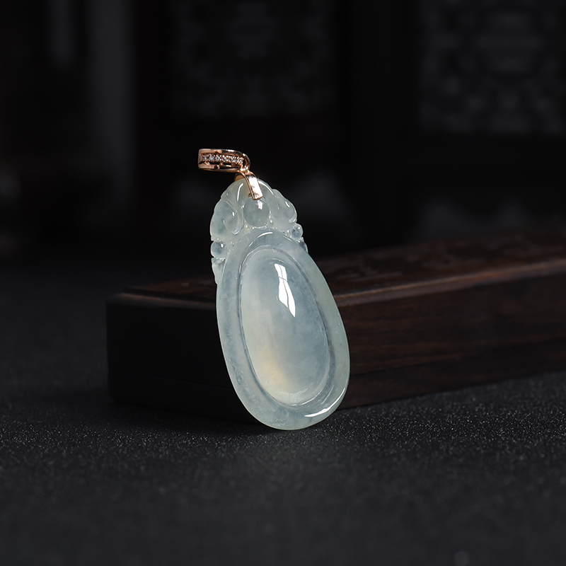 冰种翡翠福在眼前吊坠-红掌柜