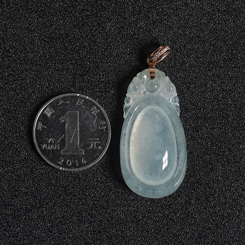 缅甸翡翠福在眼前吊坠-红掌柜