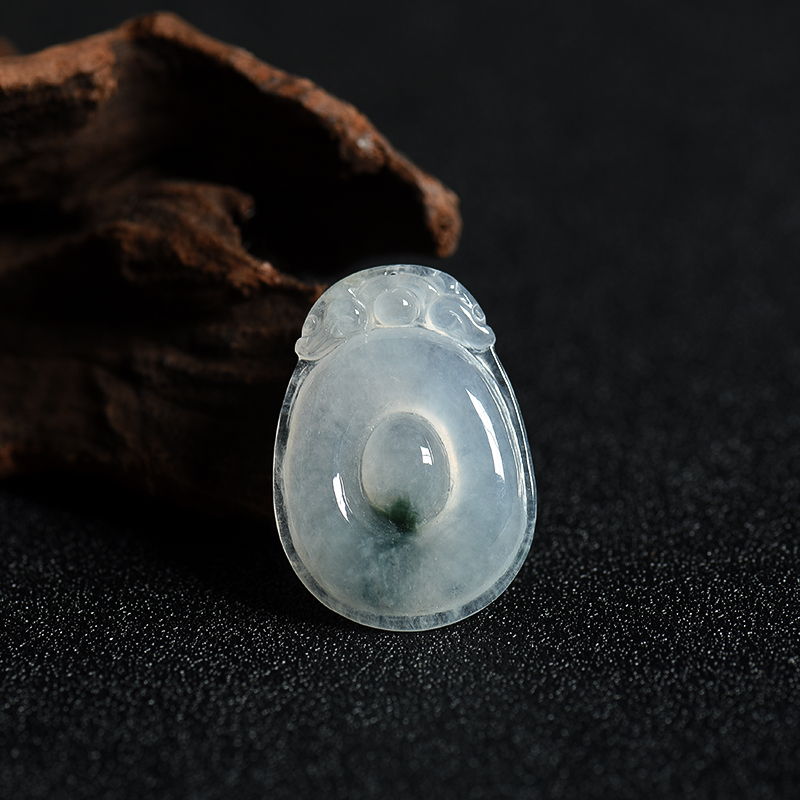 缅甸糯冰种飘花翡翠福在眼前吊坠-红掌柜