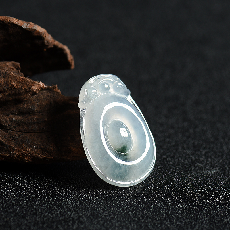 缅甸飘花翡翠福在眼前吊坠-红掌柜