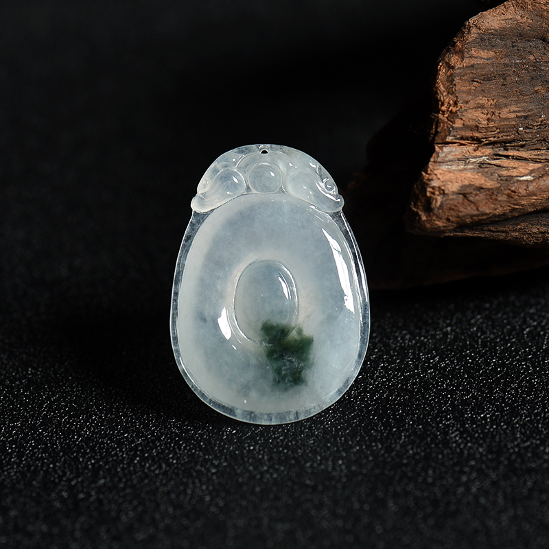 缅甸糯冰种翡翠福在眼前吊坠-红掌柜