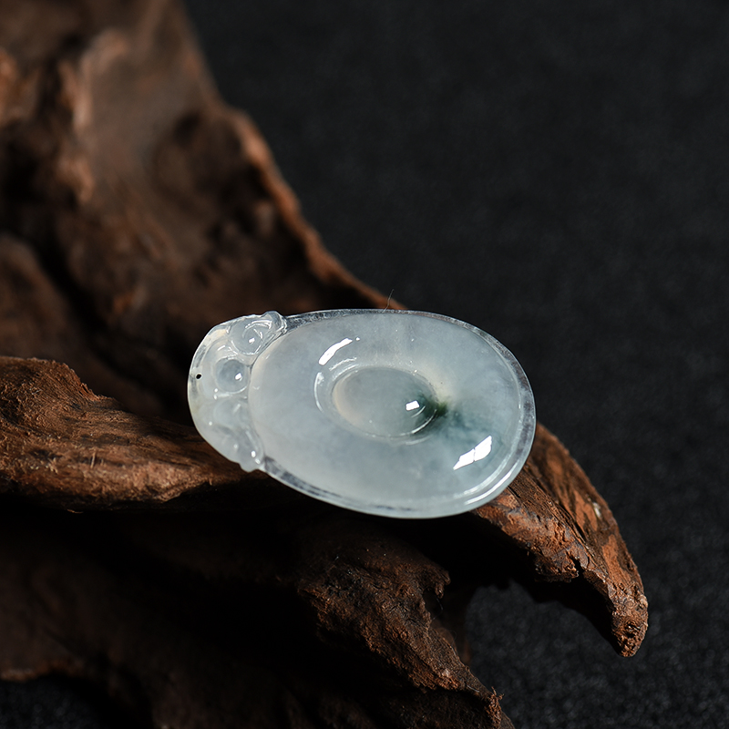 缅甸糯冰种飘花翡翠吊坠-红掌柜