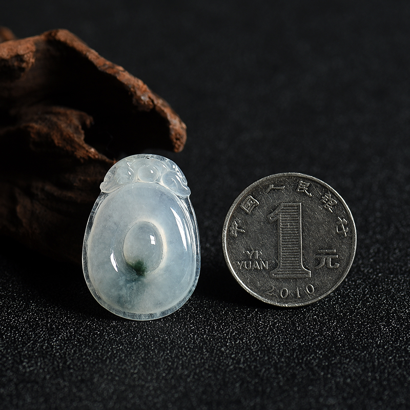 糯冰种飘花翡翠吊坠-红掌柜