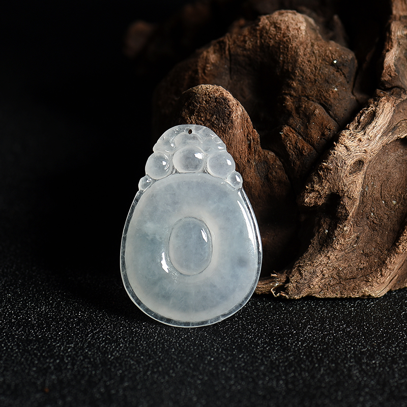 缅甸天然浅绿翡翠福在眼前吊坠-红掌柜