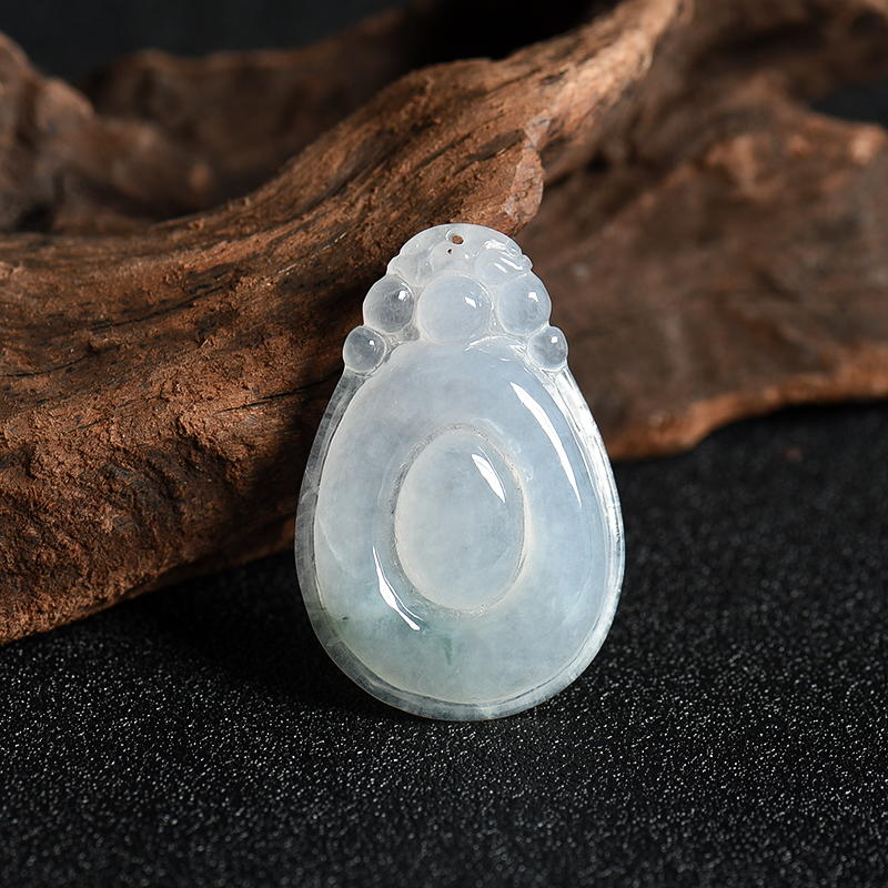 缅甸天然糯冰种飘花翡翠福在眼前吊坠-红掌柜