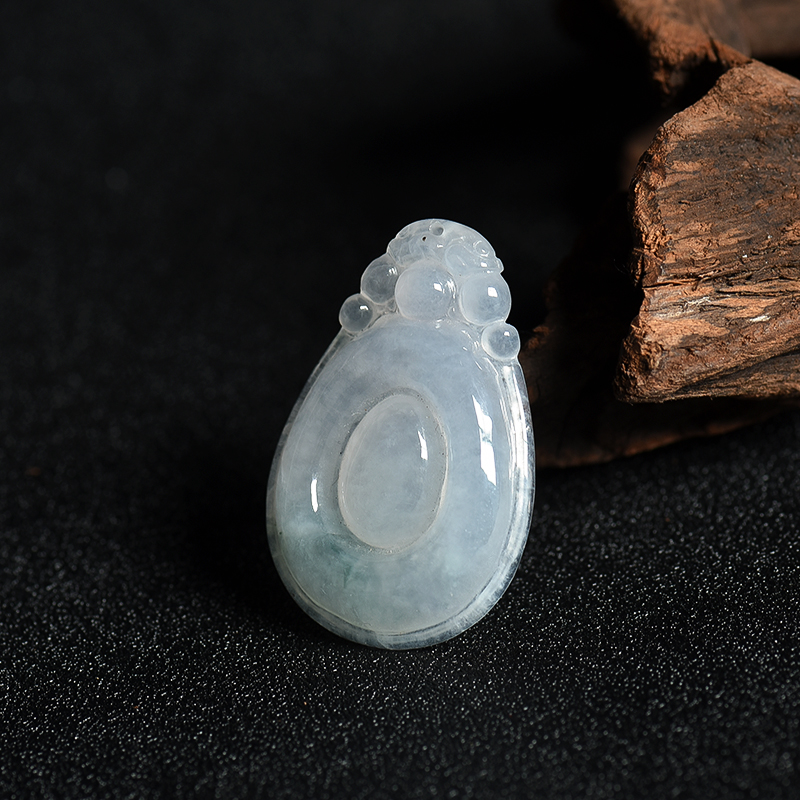 缅甸糯冰种飘花翡翠福在眼前吊坠-红掌柜