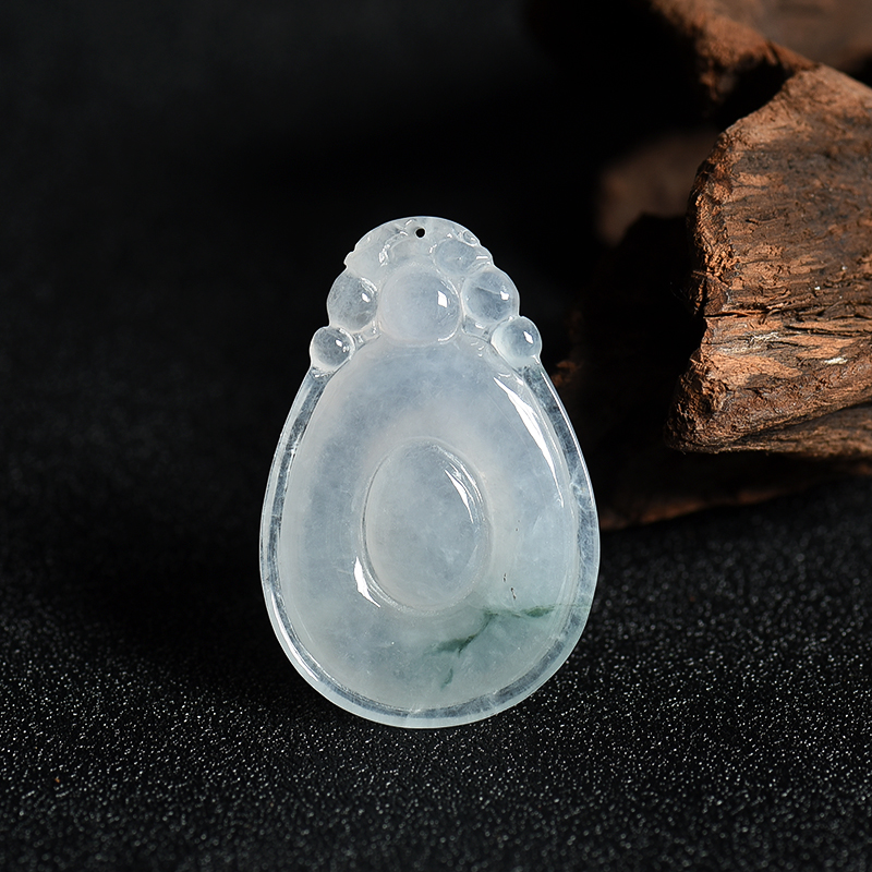 缅甸天然飘花翡翠福在眼前吊坠-红掌柜