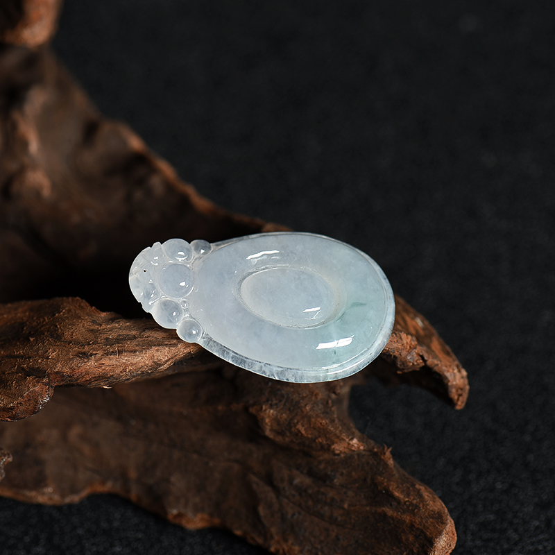 缅甸天然糯冰种翡翠福在眼前吊坠-红掌柜