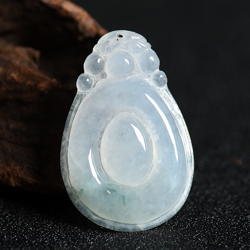 缅甸天然糯冰种飘花翡翠吊坠-红掌柜