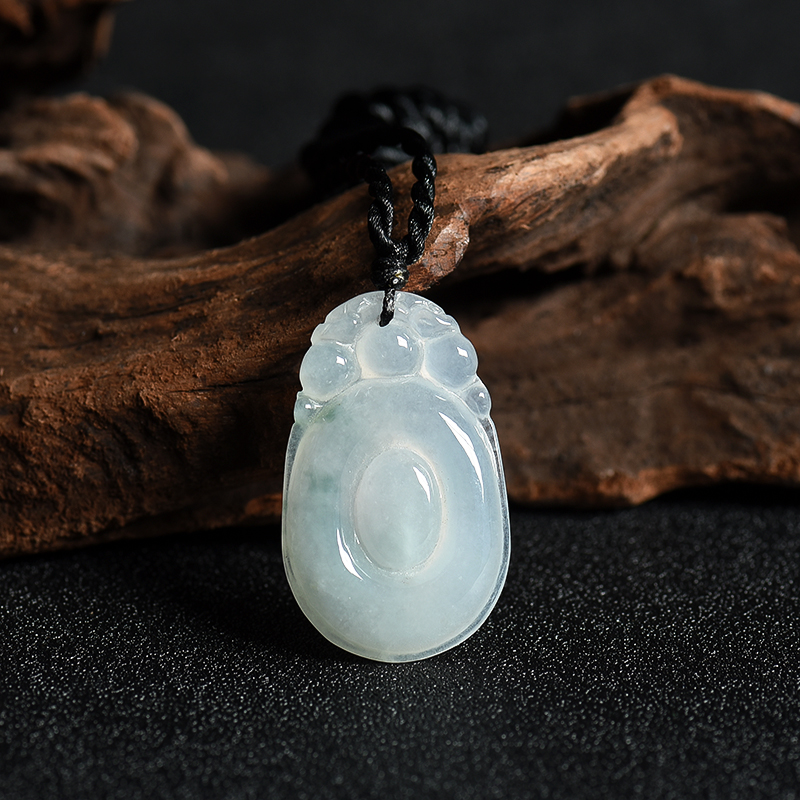 缅甸天然糯冰种飘花翡翠福在眼前吊坠-红掌柜