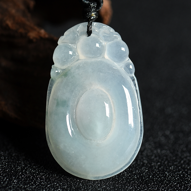 缅甸天然糯冰种飘花翡翠吊坠-红掌柜