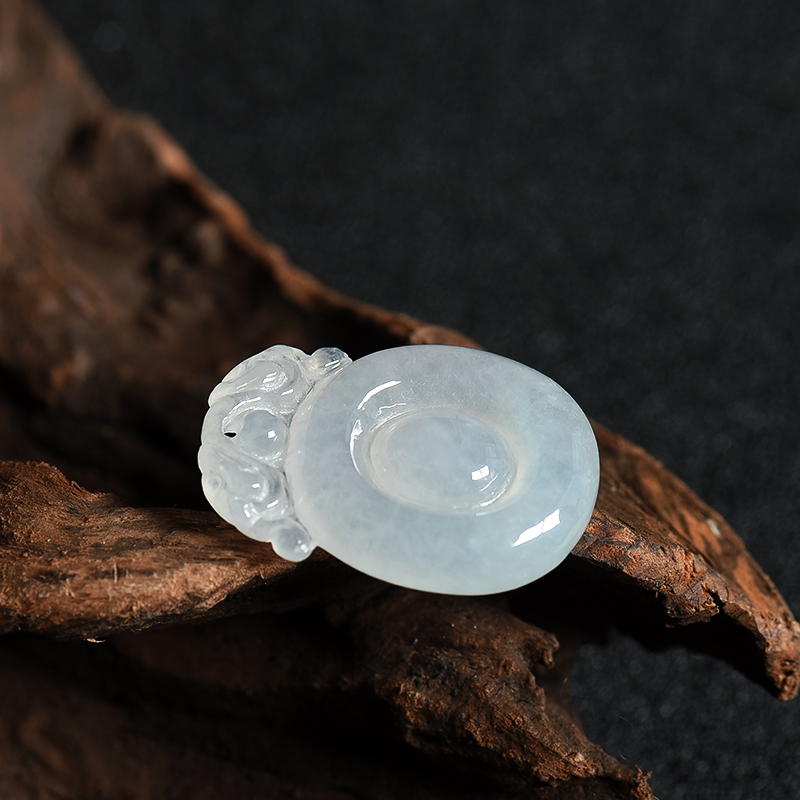 缅甸天然糯冰种翡翠福在眼前吊坠-红掌柜