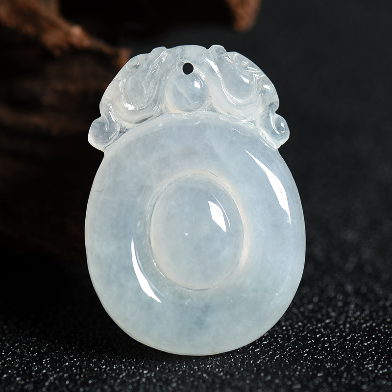 缅甸天然糯冰种浅绿翡翠吊坠-红掌柜