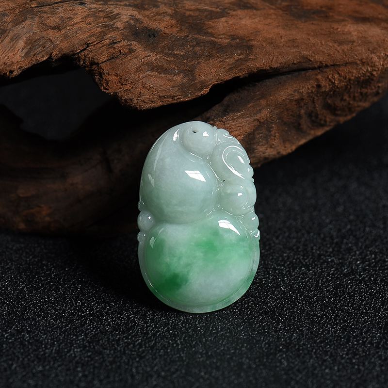 缅甸A货天然糯种飘翠翡翠葫芦吊坠 - 红掌柜
