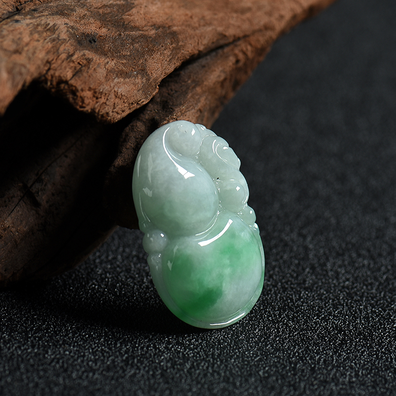 A货天然糯种飘翠翡翠葫芦吊坠 - 红掌柜