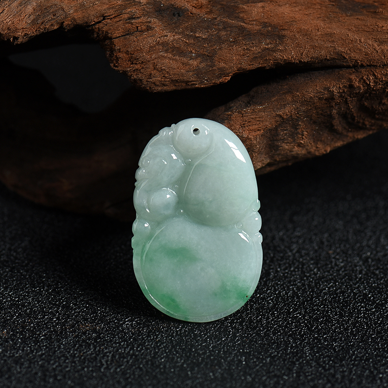 糯种飘翠翡翠葫芦吊坠 - 红掌柜