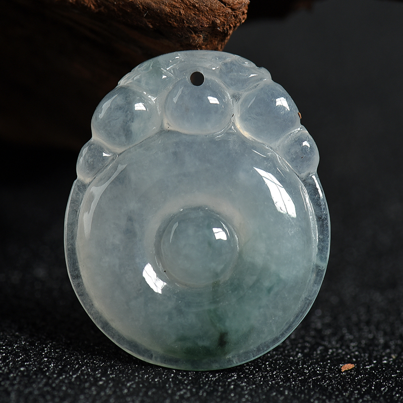 天然飘花翡翠福在眼前吊坠-红掌柜