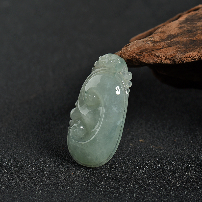 糯种飘花翡翠吉祥如意吊坠 - 红掌柜