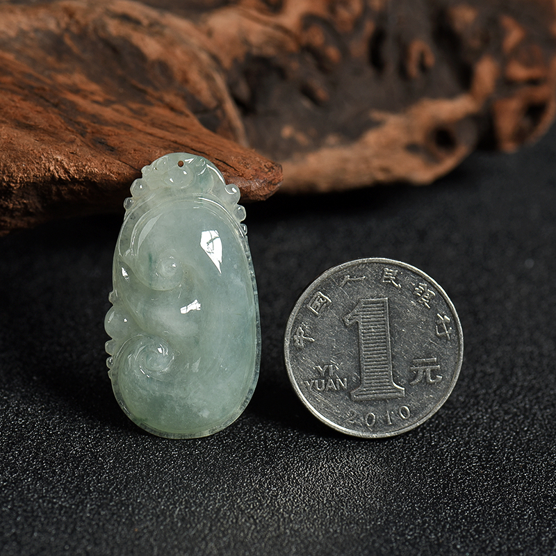 缅甸A货天然糯种飘花翡翠吊坠 - 红掌柜