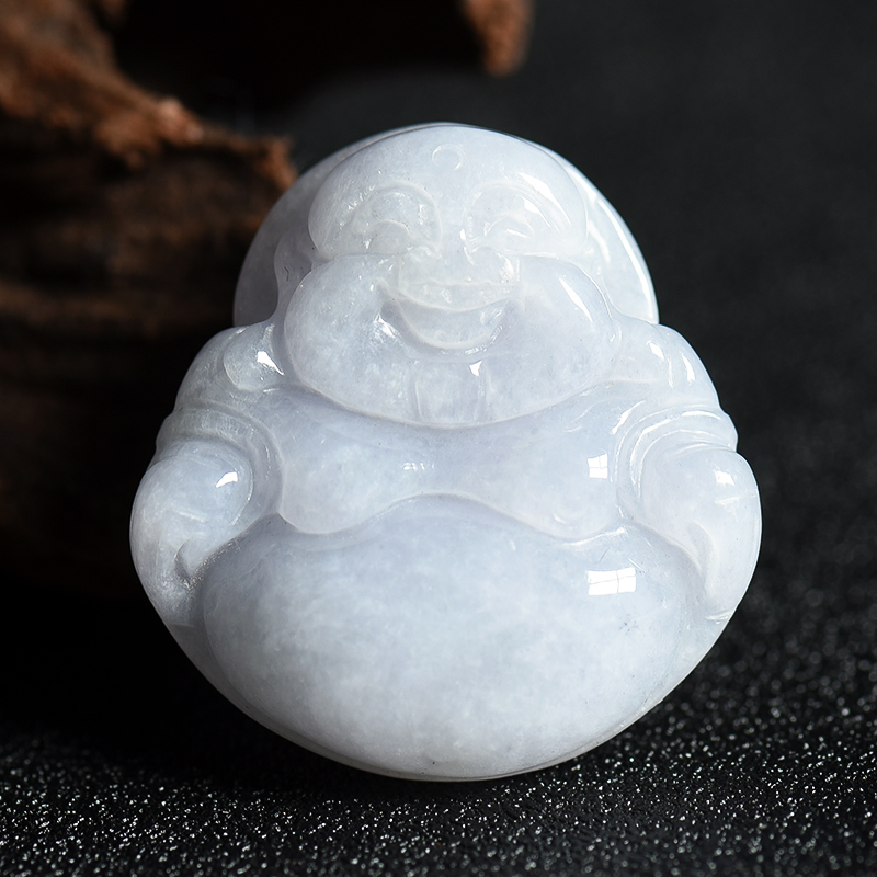 缅甸天然豆种白色翡翠吊坠-红掌柜