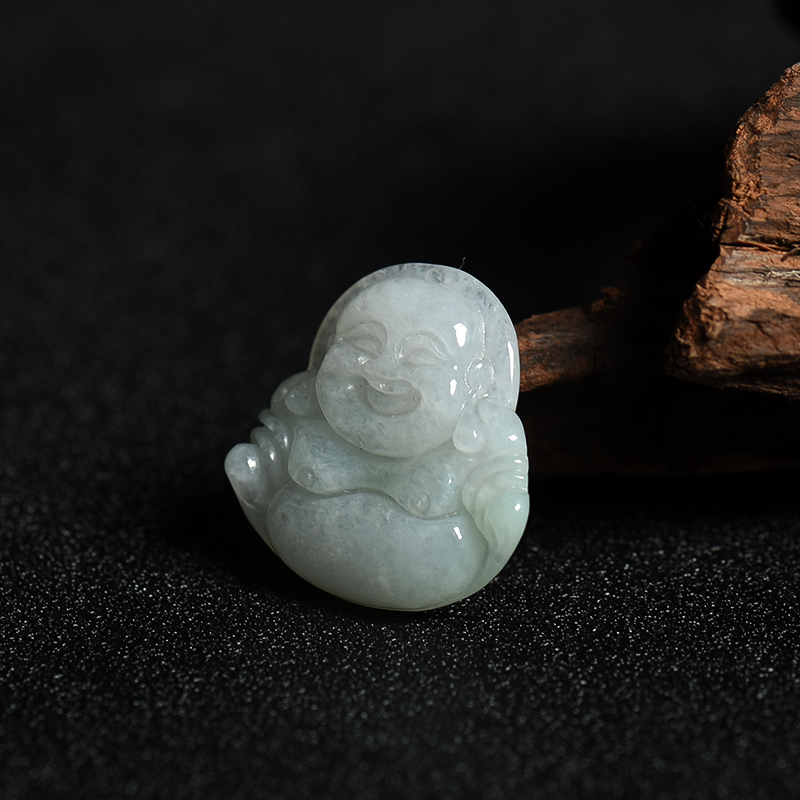 缅甸豆种浅绿翡翠弥勒佛吊坠-红掌柜
