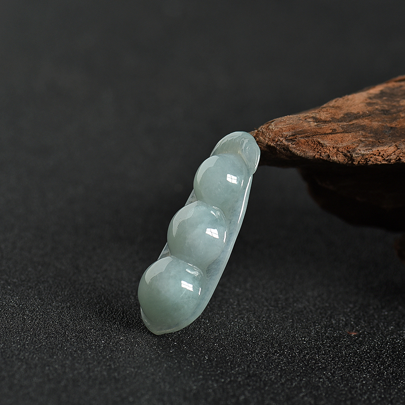 缅甸糯种浅绿翡翠连中三元吊坠-红掌柜